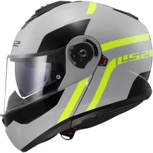 Capacete LS2 FF908 Strobe 2 Articulado Autox Cinza/Amarelo Flúor